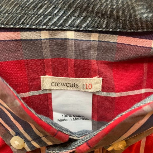 CREWCUTS cotton madras patterned shirt size 10 - Picture 7 of 12